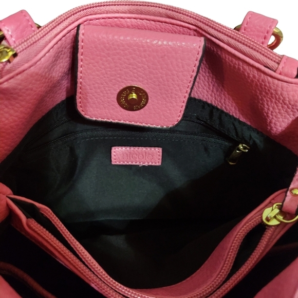 Nicole By Nicole Miller Bubblegum Pink Pebbled Faux Leather Bow Tassel Satchel - Picture 11 of 16